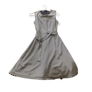 black & white striped dress